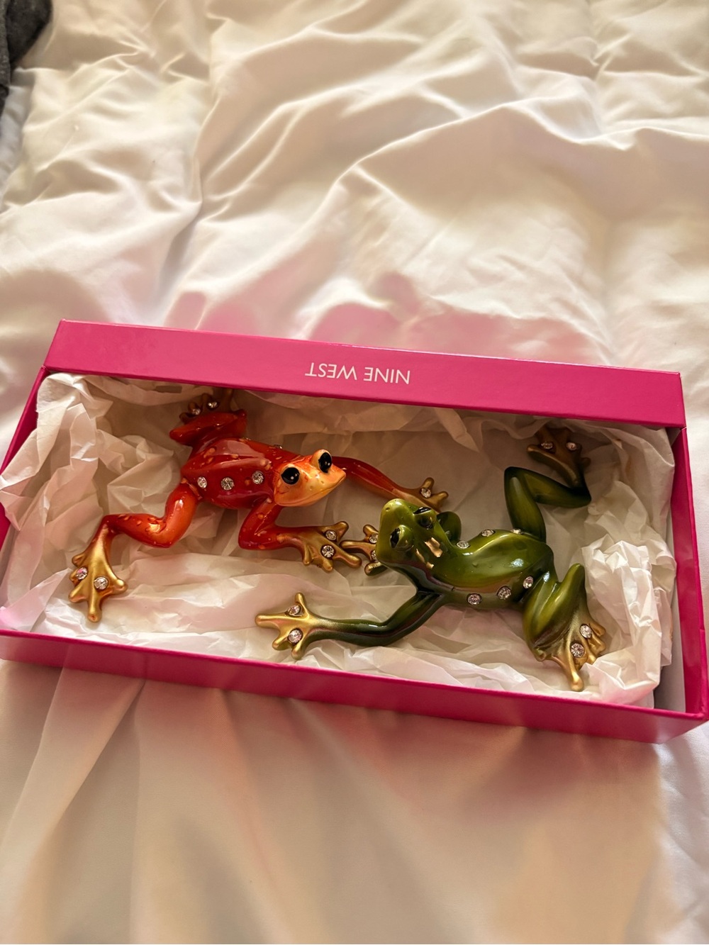 Nine West Red and Green Decorative Frog Pair